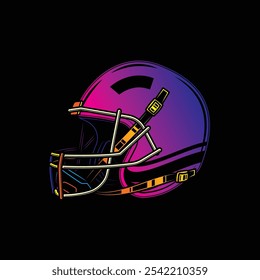 American football helmet. Original vector illustration in vintage style. Hand drawn, not AI