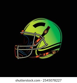 American football helmet. Original vector illustration in vintage style. Hand drawn, not AI