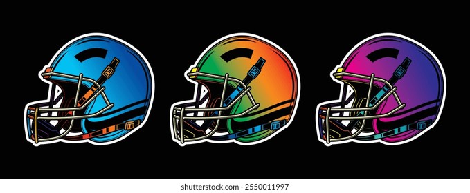 American football helmet. Original vector illustration in vintage style. Hand drawn, not AI