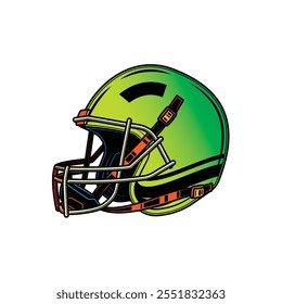 American football helmet. Original vector illustration in vintage style. Hand drawn, not AI