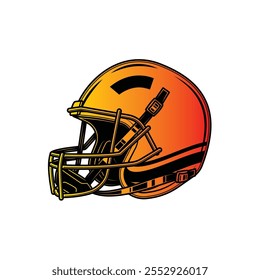 American football helmet. Original vector illustration in vintage style. Hand drawn, not AI