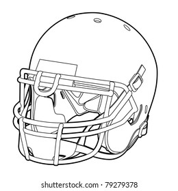 American football helmet (outline vector illustration)