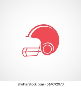 American Football Helmet Red Flat Icon On White Background