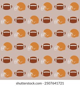 American football and helmet seamless pattern vector wrapping paper design.