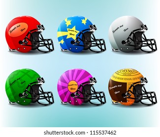 American football helmet set or creative speech bubble set