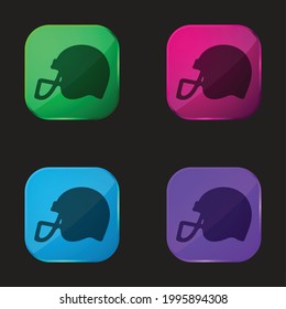 American Football Helmet Side View Black Silhouette four color glass button icon