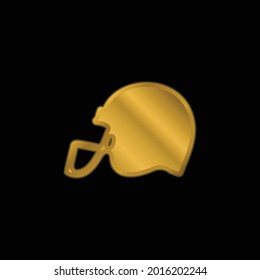 American Football Helmet Side View Black Silhouette gold plated metalic icon or logo vector