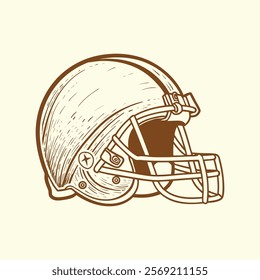 
American Football Helmet Side view black and white design.