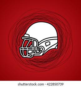 American football Helmet side view designed on confuse line background graphic vector.