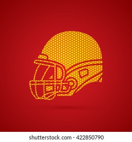 American football Helmet side view designed using hexagon pattern graphic vector.