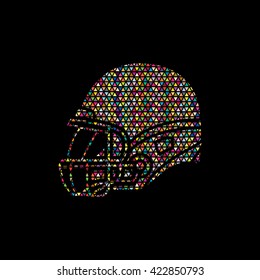 American football Helmet side view designed using mosaic pattern graphic vector.