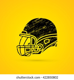 American football Helmet side view designed using grunge brush graphic vector.