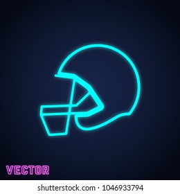 American football helmet sign neon light design. Vector illustration.