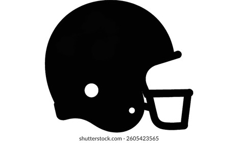 American Football Helmet Silhouette, football helmet flat icon, Isolate On Transparent Background Cut Out