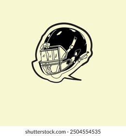 American Football Helmet Silhouette Illustration. Editable EPS 10 Vector Graphic Isolated On White Background. Suitable for Poster, Wall Art and T Shirt Print