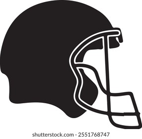 american football helmet silhouette style icon design, Sport hobby competition game training equipment tournement and play theme Vector illustration