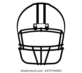 American football helmet sport equipment hand drawn illustration