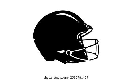 American football helmet symbol, black isolated silhouette