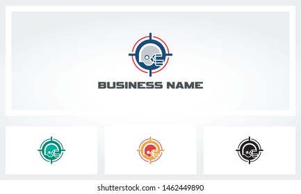 American Football Helmet Target Aim Logo