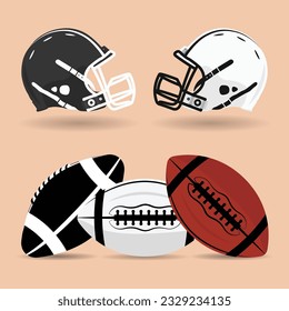 American football and helmet vector design