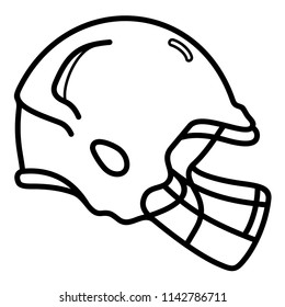 American Football Helmet. Vector flat outline icon illustration isolated on white background.