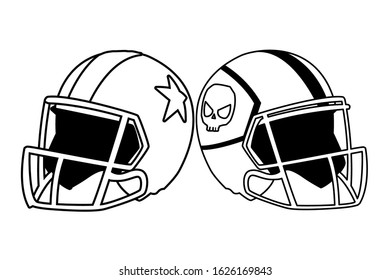 american football helmets on white background vector illustration design