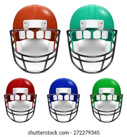 American football helmets set. Vector EPS10 illustration. 