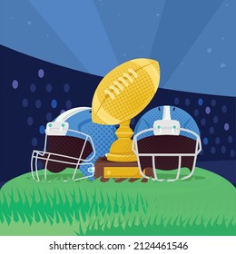 american football helmets and trophy icons