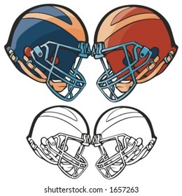 American football helmets. Vector illustration