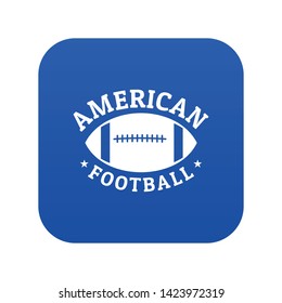 American football icon blue vector isolated on white background