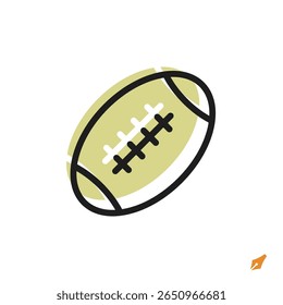 American football icon is designed in a visually appealing and easily recognizable style. It’s suitable for various visual needs such as apps, digital media, or other graphic design projects.