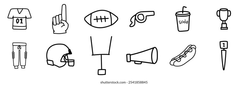 american football icon doodle hand drawing grunge messy cute icon	