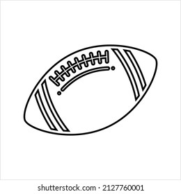 American Football Icon, Elliptical Shape Leather Football Icon Vector Art Illustration