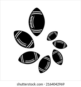 American Football Icon, Elliptical Shape Leather Football Icon Vector Art Illustration