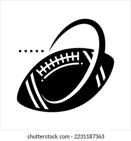 American Football Icon, Elliptical Shape Leather Football Icon Vector Art Illustration