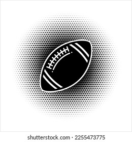 American Football Icon, Elliptical Shape Leather Football Icon Vector Art Illustration