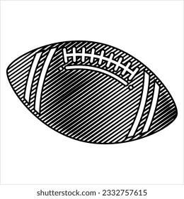 American Football Icon, Elliptical Shape Leather Football Icon Vector Art Illustration