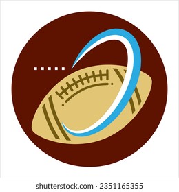 American Football Icon, Elliptical Shape Leather Football Icon Vector Art Illustration