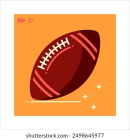 American Football Icon, Elliptical Shape Leather Football Icon Vector Art Illustration