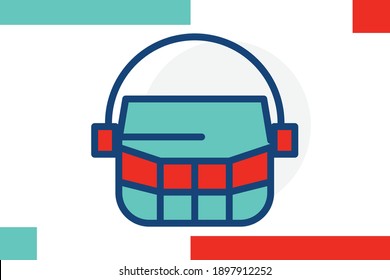 American Football icon line filled color concept related sport and game elements.
     