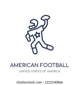 American football icon. American football linear symbol design from United states of america collection. Simple outline element vector illustration on white background.