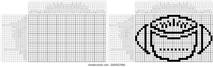 American Football Icon Nonogram Pixel Art, Elliptical Shape Football Icon, Logic Puzzle Game Griddlers, Pic-A-Pix, Picture Paint By Numbers, Picross, Vector Art Illustration