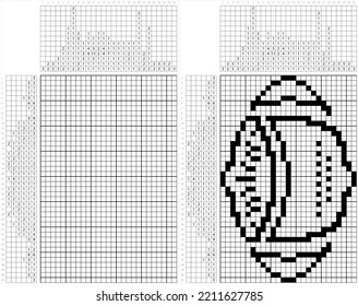 American Football Icon Nonogram Pixel Art, Elliptical Shape Football Icon, Logic Puzzle Game Griddlers, Pic-A-Pix, Picture Paint By Numbers, Picross, Vector Art Illustration