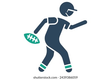 american football icon. american football player. icon related to sport, gym. solid icon style. element illustration.