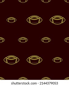 American Football Icon Seamless Pattern, Elliptical Shape Football Icon Vector Art Illustration