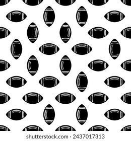 American Football Icon Seamless Pattern, Elliptical Shape Leather Football Icon Vector Art Illustration