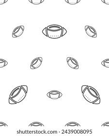 American Football Icon Seamless Pattern, Elliptical Shape Football Icon Vector Art Illustration