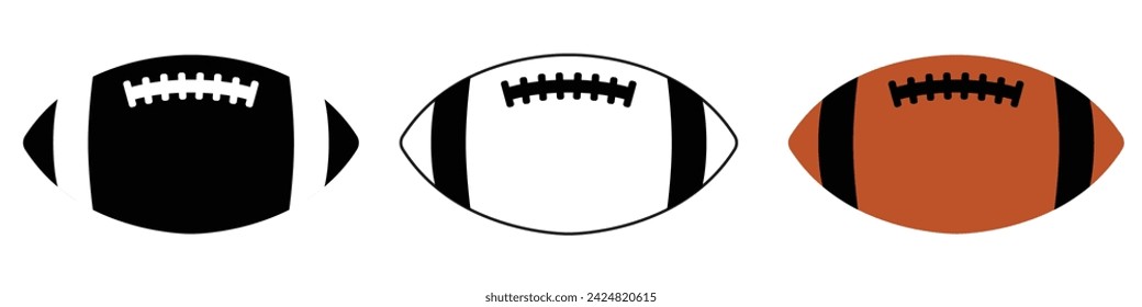 american football icon set, vector ball icons