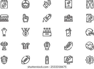 American football icons collection is a vector illustration with editable stroke.