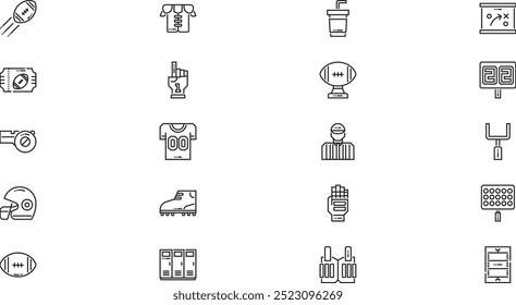 American football icons High-Quality Vector Icons Collection with Editable Stroke. Ideal for Professional and Creative Projects.